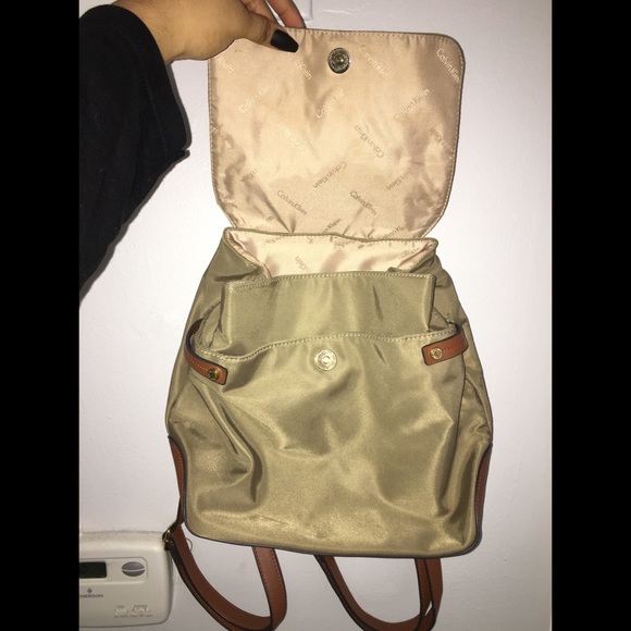 Calvin Klein Teodora Medium Backpack (Khaki) - Picture 2 of 5